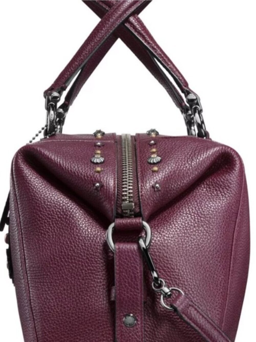 🔥 RARE🔥 Coach Dark Oxblood With Multi-Colored Tea Floral - Satchel Tote Bag - Picture 4 of 16